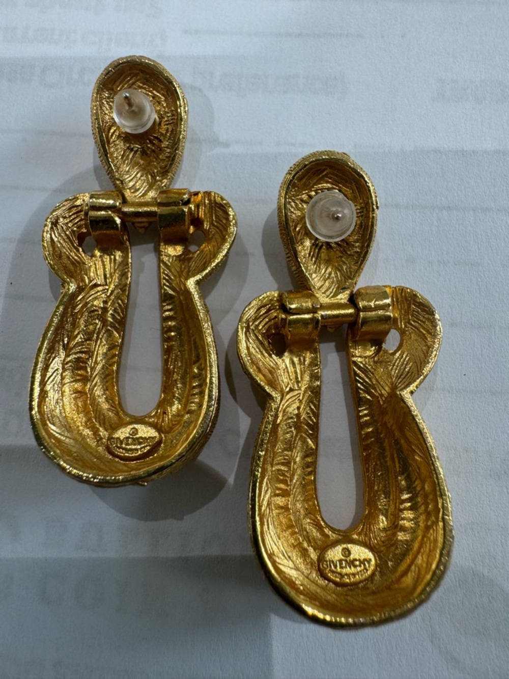 Givenchy Vintage Etruscan Style Doorknocker Earrings Goldtone - Picture 7 of 12